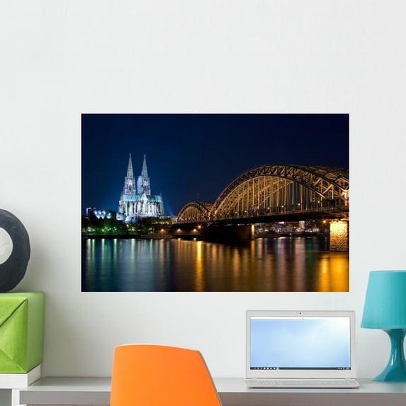 Cologne Hohenzollern Bridge Wall Mural by Wallmonkeys Peel and Stick Graphic (24 in W x 16 in H) WM146248