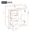 thumbnail image 5 of 30'' Bathroom Vanity with Ceramic Sink Combo, Modern Bathroom Storage Cabinet with 3 Drawers and 2 Soft Closing Doors, Freestanding Bathroom Vanities, Solid Wood Frame, Indigo, 5 of 8