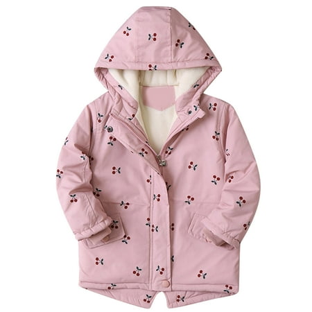 

kpoplk Baby Coats Jackets And Vests Little Girls Boys Winter Jackets with Hooded Children Plush Fuzzy Coat Clothing Warm Zip up Sweatshirt Outwear(Pink)