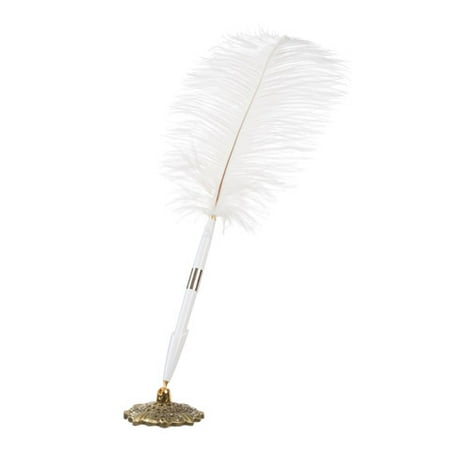Feather Pen and Holder - White