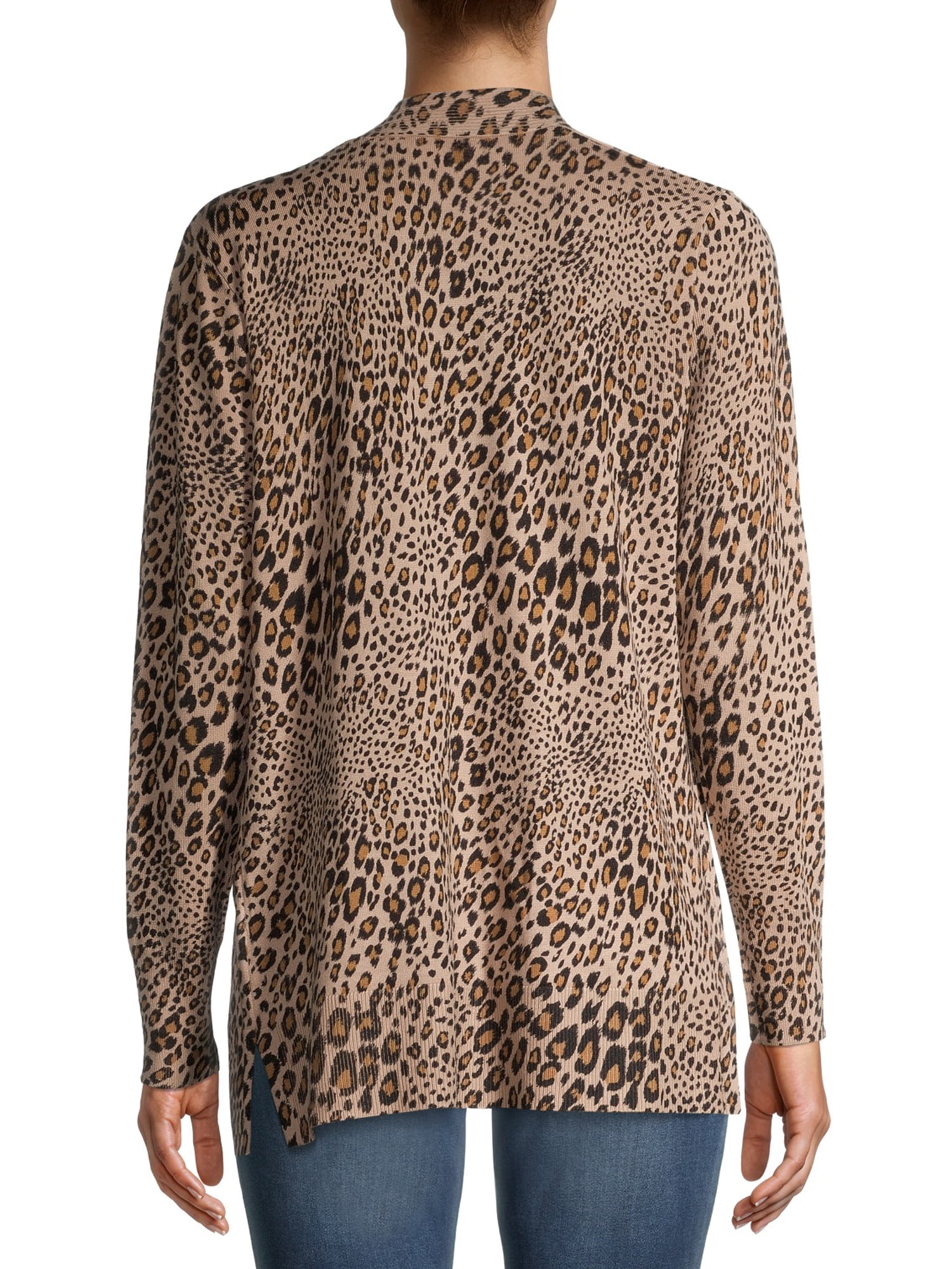 Leopard print top cardigan walmart