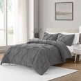 thumbnail image 2 of Bourina 3-Piece Twin Size Comforter Set, Pleated Wrinkle-Resistant Microfiber Bedding, Grey,All-Season, 2 of 7