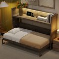 thumbnail image 2 of Twin XL Murphy Bed with LED and Charging, Foldable Wood Murphy Chest Bed with Desk, Multifunctional Wall Bed Cabinet for Bedroom Home Office, Gray, 2 of 9