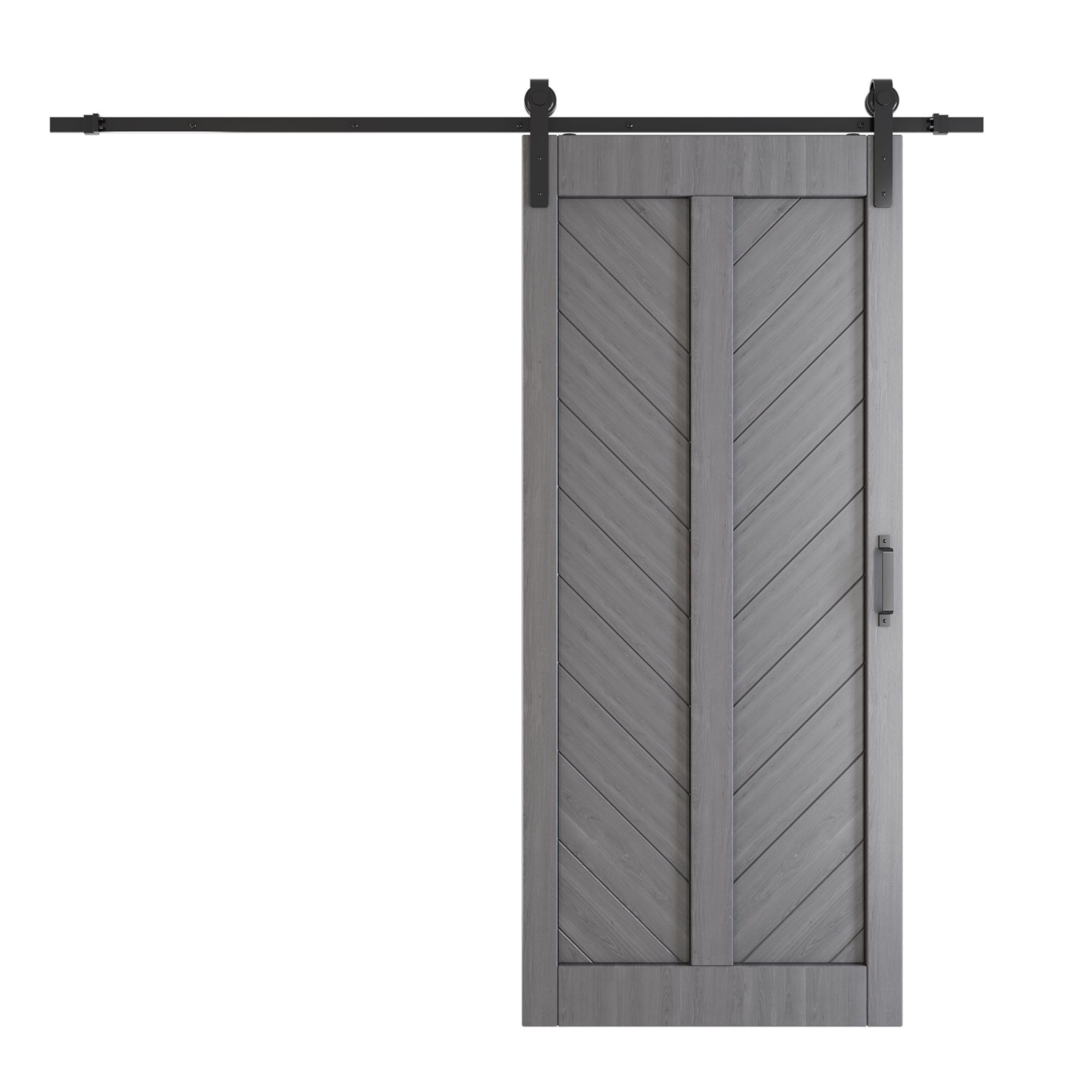 TENONER DIY 36 inches x 84 inches, Jason Wu Grey, Herringbone Alder Sliding Barn Door,with Barn Door Hardware Kit