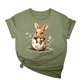 thumbnail image 1 of Tops de Cuello Alto para las Mujeres Amante Impreso Camiseta Cuello Redondo Manga Corta, Poliéster Spandex, 1 of 7