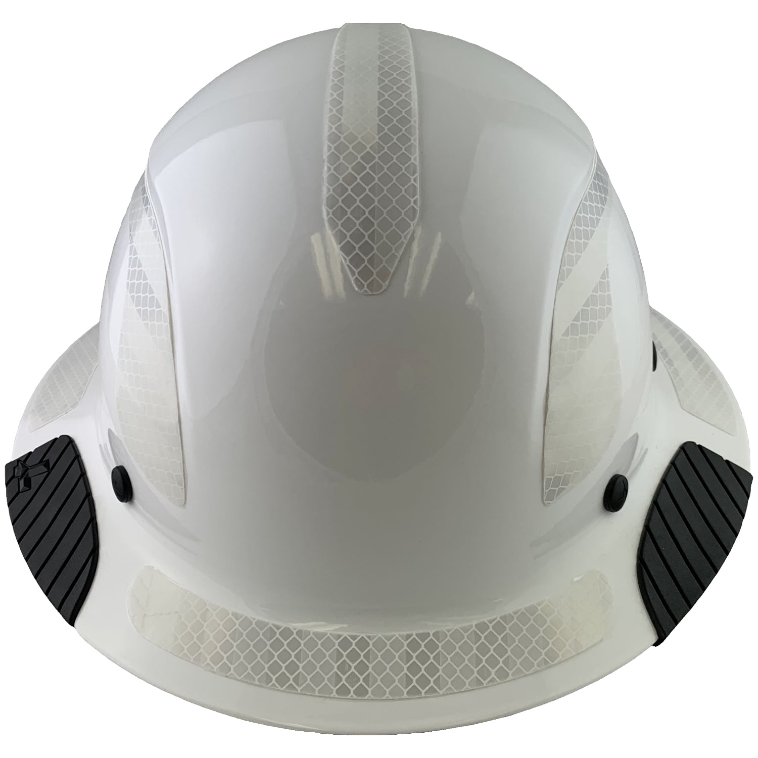 Lift Safety Helmet - Actual Carbon Fiber Full Brim Hard Hat - White with White Reflective Decals with Hard Hat Tote Bag