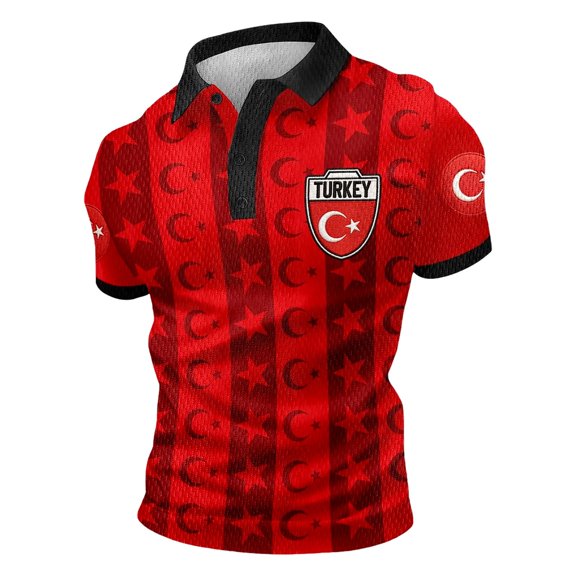 Men's Casual Polo Shirts Basic Short Sleeve Shirt Casual Turkish Pattern Relaxed Fit Shirt