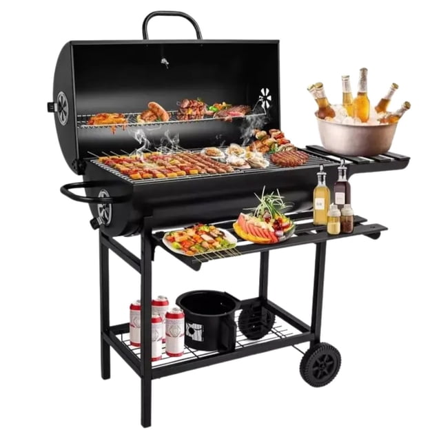 Asador Parrilla Tipo Barril Negro