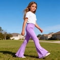 thumbnail image 4 of BFHHYA Girls Stretch Bell Bottoms Flare Pants Ruffle Bootcut Leggings Casual Cotton High Waist Pants for Girls Size 4-16 Years, 4 of 8