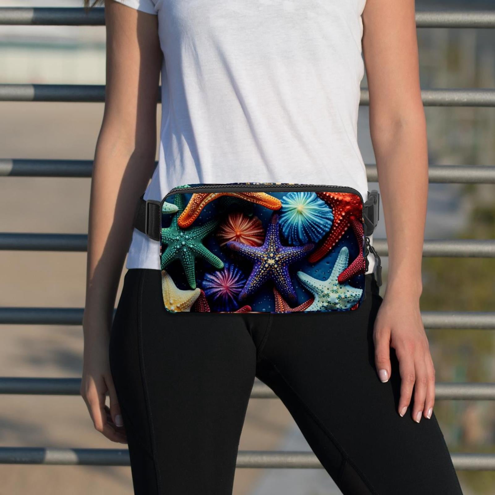 Starfish Adjustable Lightweight Waist Bag with Extension Strap - Unisex Crossbody Bag Running Belt