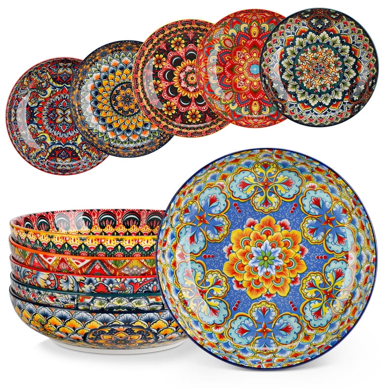 Vancasso 32oz Bohemian Ceramic Pasta Bowls, Set of 6 photo 1