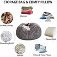 thumbnail image 3 of Fymlhomi Giant Bean Bag Cover (No Filler) 7ft 6ft 5ft Bean Bag Chair, Washable Jumbo Bean Bag Sofa Sack Chair Large Lounger Faux Fur Cover for Dorm Family Room - Color:KAR-kee, 6FT（150 * 75cm）, 3 of 5