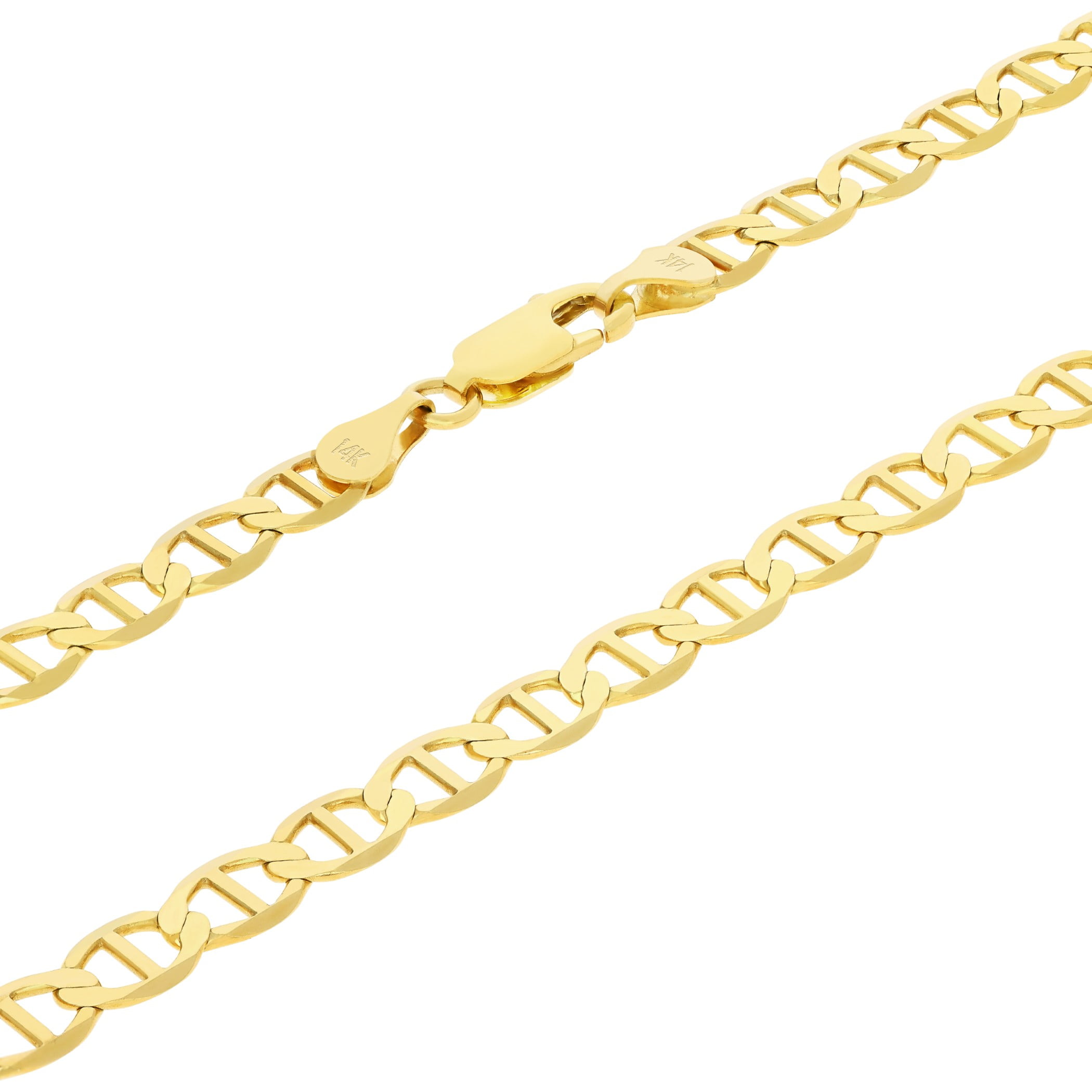 Nuragold 14k Real Yellow Gold Solid Mariner 4mm Chain Anchor Link Bracelet (7"-9") Italian Jewelry for Men & Women