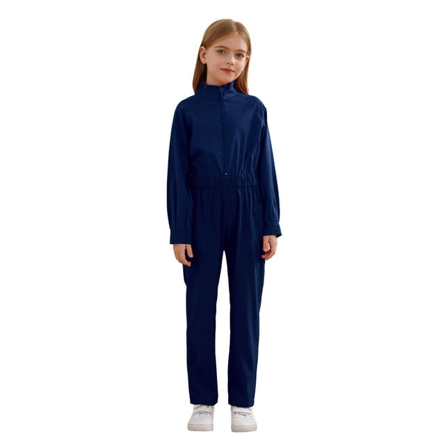 Ocealan Combinaison de Vol à Fermeture Éclair pour Filles Enfants Combinaison Décontractée Bleu Marine 16