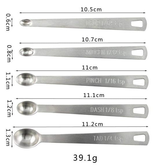 5 pcs Multi-Sizes Stainless Steel Measuring Spoons for Kitchen Baking Seasonings TAPDRA Spare Part