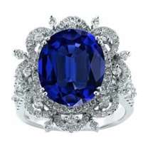 HeartsAndYou 5ct Natural Blue Sapphire Diana Inspired Engagement Ring 14k SOLID White Gold