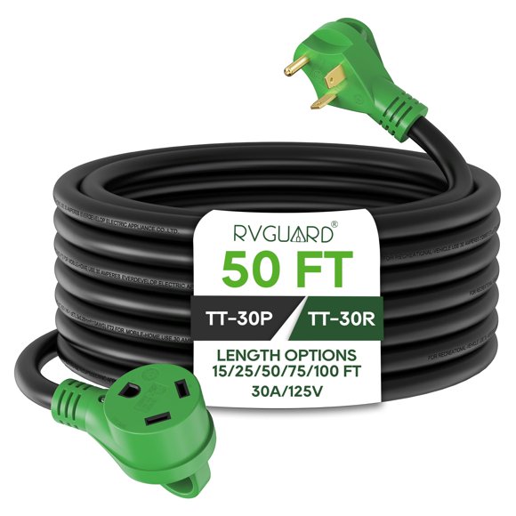 Cable de extensión para RV RVGUARD 30 A, 50 pies con indicador de alimentación LED
