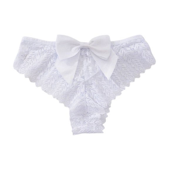 Hduncf Womens Trendy Underwear Lace Bow Thongs Lingerie Breathable Brief Cheeky Ladies Underwear Panties White S