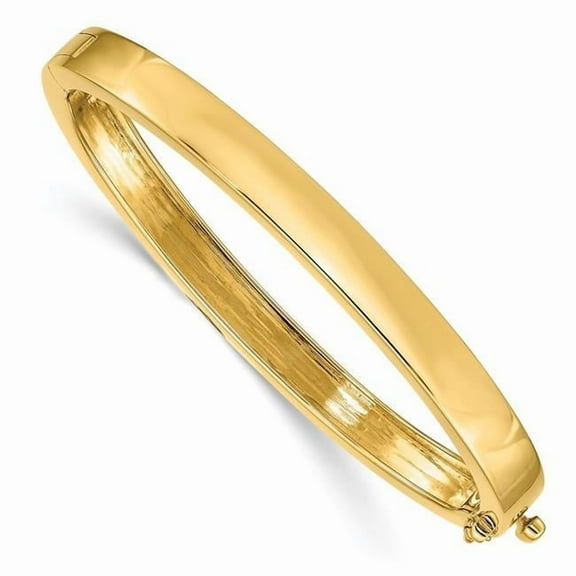 Primal Gold 14 Karat Yellow Gold 6.3mm Solid Hinged Bangle Bracelet