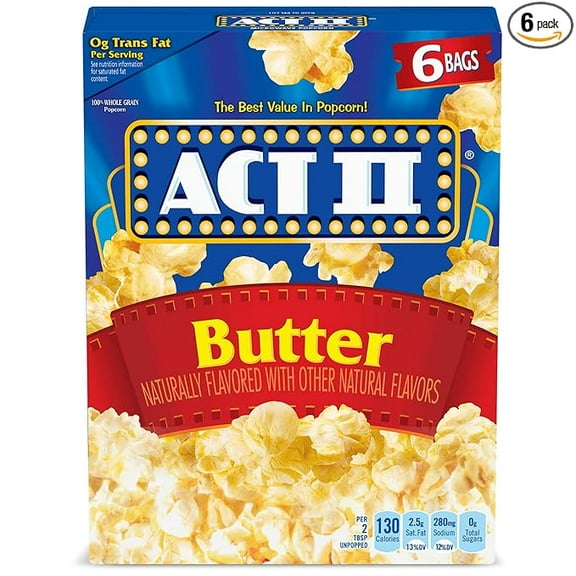 ACT II Butter Popcorn, 2.75 Oz, 6 Ct