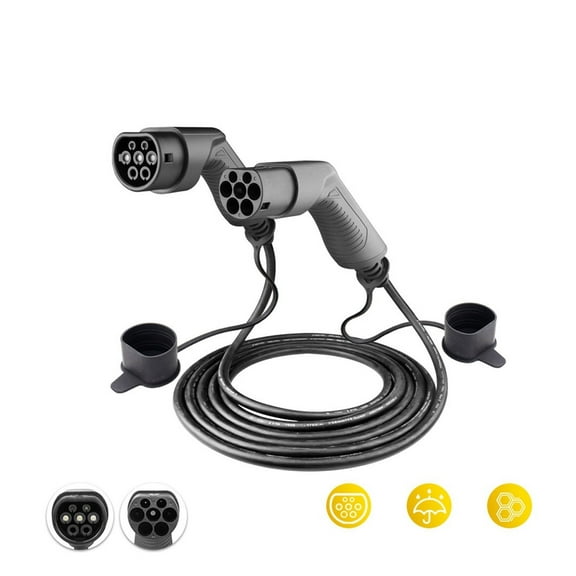 EV Charging Cable 32A 7.2KW for Electric Car Charger Station Type 2 Female to Male 62196-2 5M ,Easy Operate