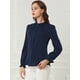 thumbnail image 4 of INSPIRE CHIC Blusa De Chifón Con Cuello Levantado Y Volantes De Manga Larga Con Cierre De Botones Para Oficina Y Trabajo Para Mujer Azul marino XS, 4 of 6