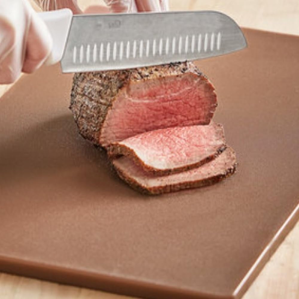 TrueCraftware- 18" X 12" X 1/2” Plastic Cutting Board for Kitchen Brown Color- Plastic Commercial Chopping Board Anti Slip Surface Chopping Food Cutting Mat for Meat Vegetables