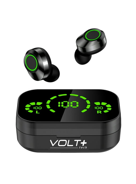 Wireless V5.3 LED Pro Earbuds Compatible with your Apple iPhone 12/12 Pro/12 Pro Max/12 Mini IPX3 BlueTooth Water & Sweatproof /Noise Reduction & Quad Mic(Black)