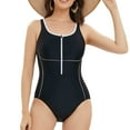 thumbnail image 3 of Ribbed One Piece Swimsuit Women Tie Side High Cut Bathing Suit Sexy Twist Front Push Up Monokini Swimwear, 3 of 7