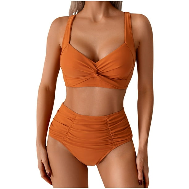 Conjunto de Trajes de Baño de Color Sólido de las Mujeres, una Pieza Plisada Conservadora con División Lateral para la Playa Y la Piscina, Trajes de Baño de Verano Modestos