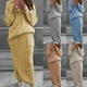 thumbnail image 2 of Ropa de mujer de otoño e invierno Suéter de aguja torcida de moda europea y americana Falda de traje de mujer, 2 of 6