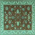 thumbnail image 1 of Ahgly Company Machine Washable Indoor Square Persian Turquoise Blue Traditional Area Rugs, 3' Square, 1 of 4