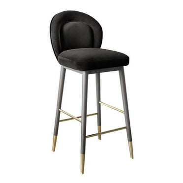 Pemberly Row 26.6" Mid-Century Velvet Counter Stool in Charcoal Gray