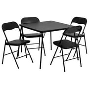 UooMi Madison 5 Piece Black Folding Card Table and Chair Set