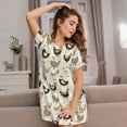 thumbnail image 3 of Kdxio Funny Chicken Pattern Womens Short Sleeve Sleepshirt Scoopneck Cute Nightdress Ruffle Comfy Nightgown, 3 of 6