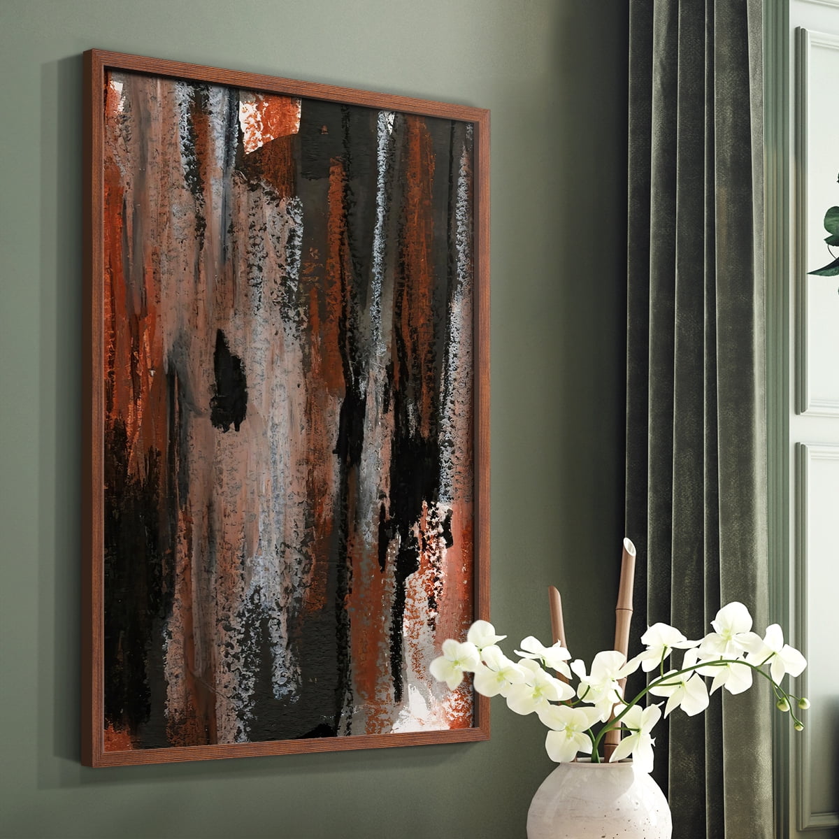 Loft Pastel VII Framed Print in Brown Solid Wood Framed Print No Nail Hanging