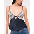 thumbnail image 5 of Women Polka Dot Print Tank Top Lace Trim Bralette Spaghetti Strap Y2k Camisole Blue XL, 5 of 9