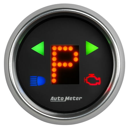 Gear Shift Indicator Bezel - AutoMeter 6150 Cobalt Automatic Transmission Shift Indicator; 2-1/16 in.; Black Dial Face; Bright Anodized Bezel; Red LED Display w/ Blue Warning Indicators Digital LED; PRNDLodO54321;