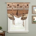 thumbnail image 2 of Western Texas Star Retro Balloon Curtains for Windows, Bedroom Curtains 54 Inch Length, Vintage Farmhouse Berry Brown Wood Tie Up Curtains Panels Thermal Insulated Bathroom Curtains Window 42"x54", 2 of 8