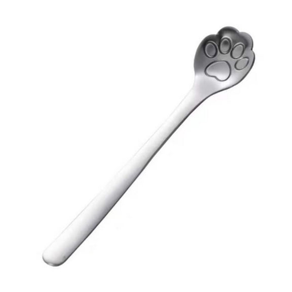 Stainless Steel Coffee Stirring Spoon Ice Cream Cartoon Cat Paw Spoon, Color: Silver