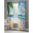 thumbnail image 4 of Summer Beach Sheer Curtains 96 Inch Length 2 Panels Set for Living Room/Bedroom, Coastal Ocean Tropical Palm Trees Semi Curtain Sheers Drapes Rod Pocket Curtains Window Treatment Set 52''x96''x2, 4 of 7