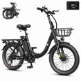 thumbnail image 3 of Hopepeak Z10 Folding Electric Bike for Adults, 500W Motor 28 MPH, 48V 13.5Ah Removable Battery, 20" Fat Tire Foldable EBike with 7-Speed,Black with Front Basket, 3 of 9