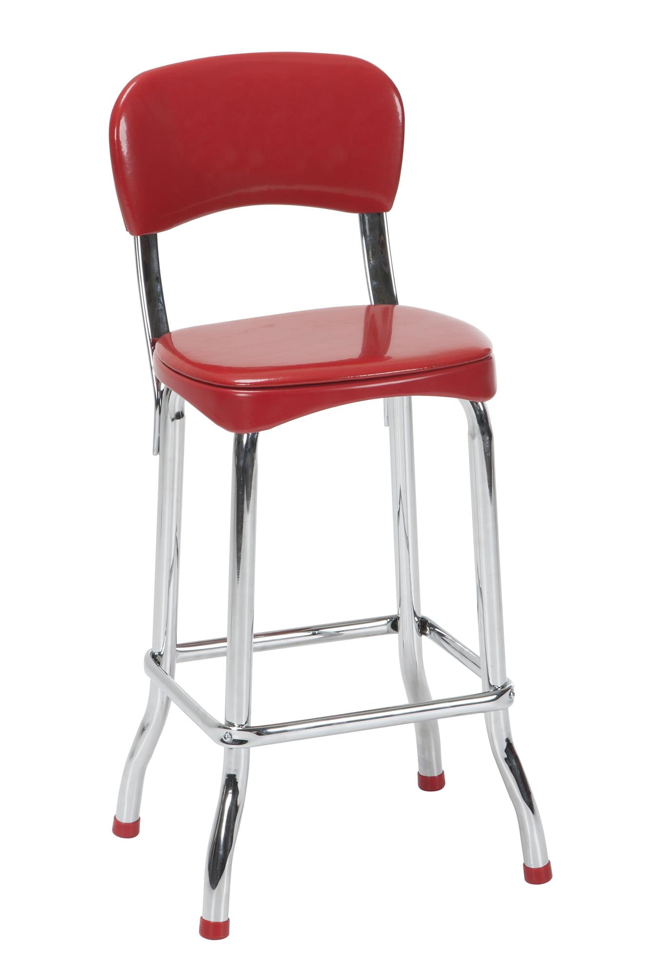 Red Retro Chrome 2pc High Top Chairs, Red with Chrome Legs Walmart