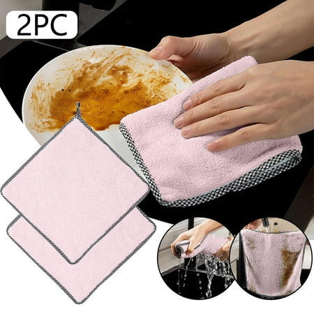 

Household Thickened Rag Kitchen Thickened Absorbent Dish Cloth Wipe Table Cleaning Cloth To Remove Oil Not Easy To Lose Hair