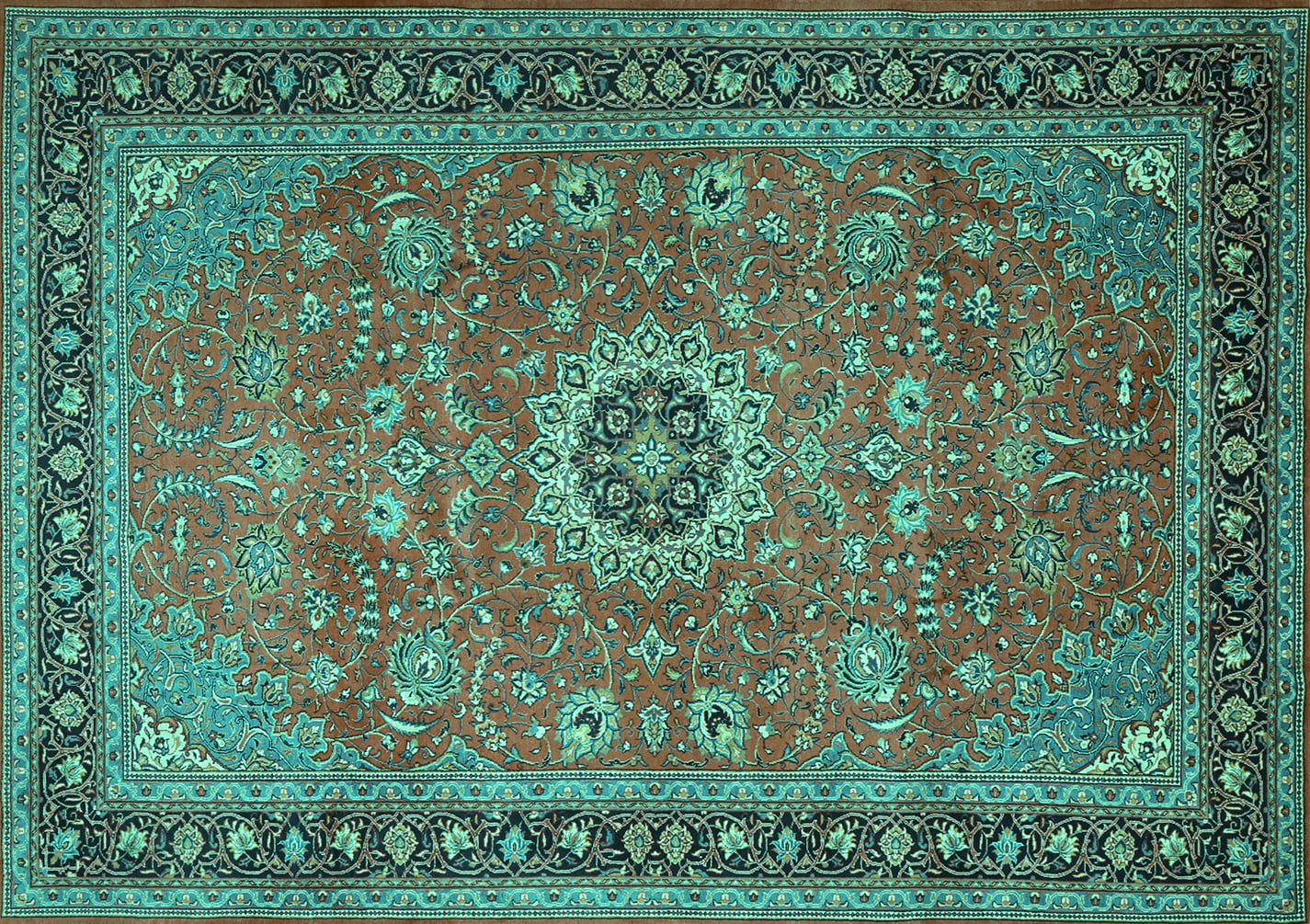 Ahgly Company Indoor Rectangle Persian Turquoise Blue Traditional Area