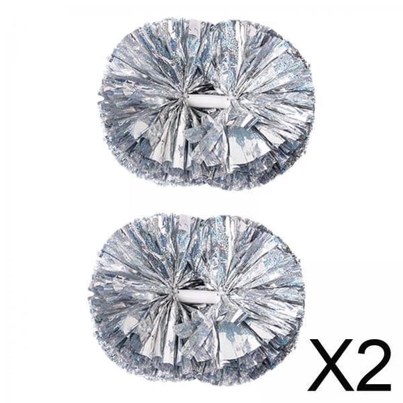 2x2 Pompones De Porristas, Pompones De Porristas Profesionales Para De Deportes De Baile, Plateado