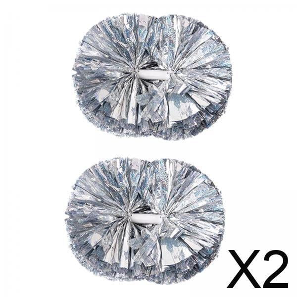 2x2 Pompones De Porristas, Pompones De Porristas Profesionales Para De Deportes De Baile, Plateado