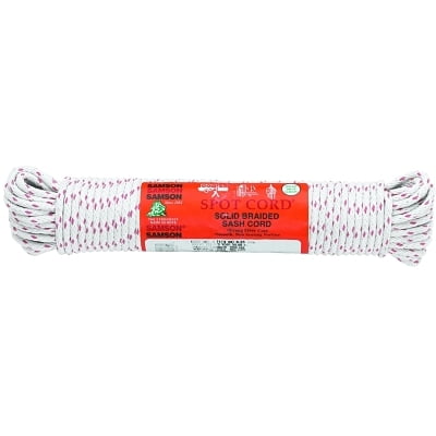 Nylon Core Sash Cord, 700 lb Capacity, 100 ft, 3/16 in dia, Cotton, White | Bundle of 5 Each