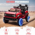 thumbnail image 2 of 12V Powered Ride on Car, Ford Bronco Raptor Ride on Trucks Toys with Remote Control, Electric Ride on Vehicle with Bluetooth Music, LED Light, Electric Car for Kids Boys Girls Ages 3-6 Gifts, Red, 2 of 8