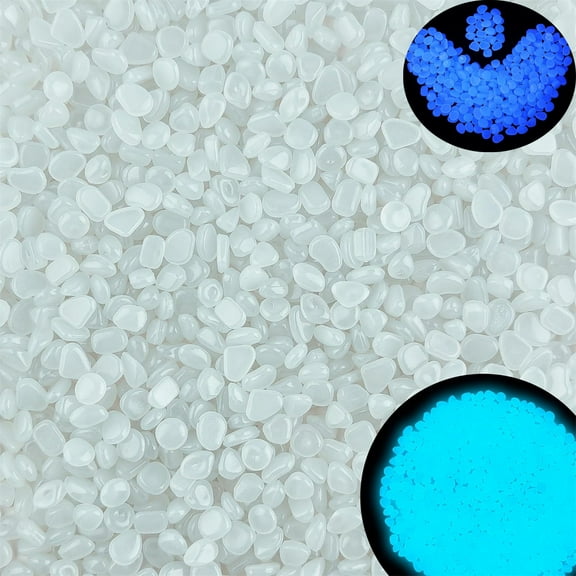 Glow Stones Pebbles,Tutuviw 500 Pcs Outdoor Decorations Stones,Small Luminous Pebbles,Outdoor Garden Glow in The Dark Pebble for Garden Fish Tank Planter Walkway - (White in Daytime, Blue in The Dark)